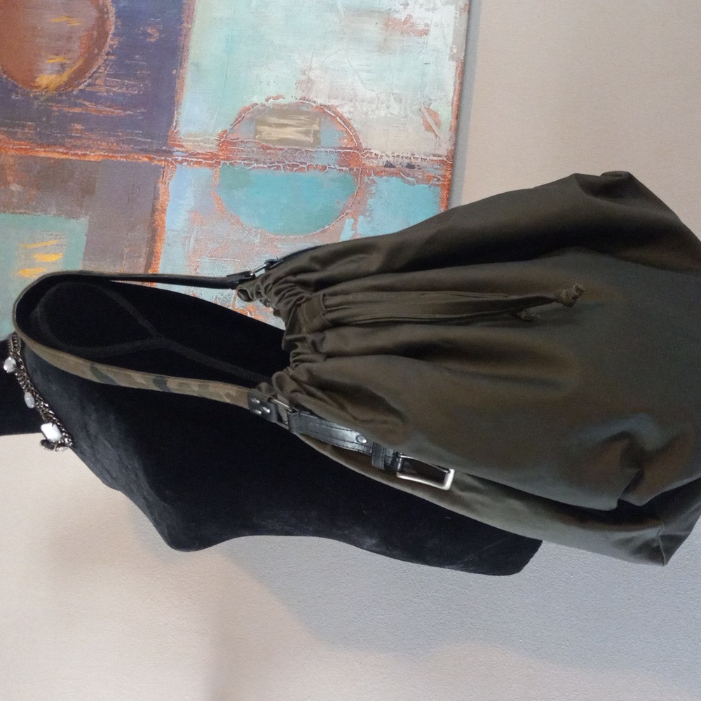 Stylish Green Women's Hobo Bag Camo Strap Detail Handcrafted By J.Monique - Picture 8 of 17